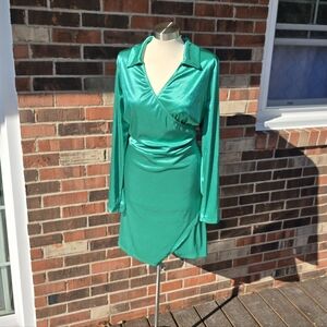 simply be womens glossy wrap top dress